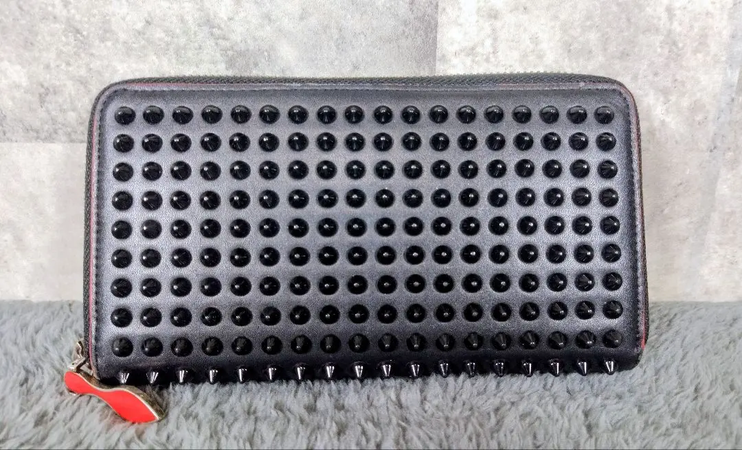 Thumbnail of Christian Louboutin Panettone Spiked Studs Leather Round Zip Wallet