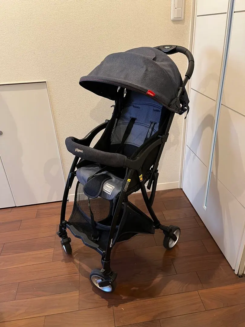 ピジョン ビングル ベイシス クラシックデニム ベビーカー ⟡.·美品⟡.·ピジョンBingleベイシスベビーカークラシックデニム