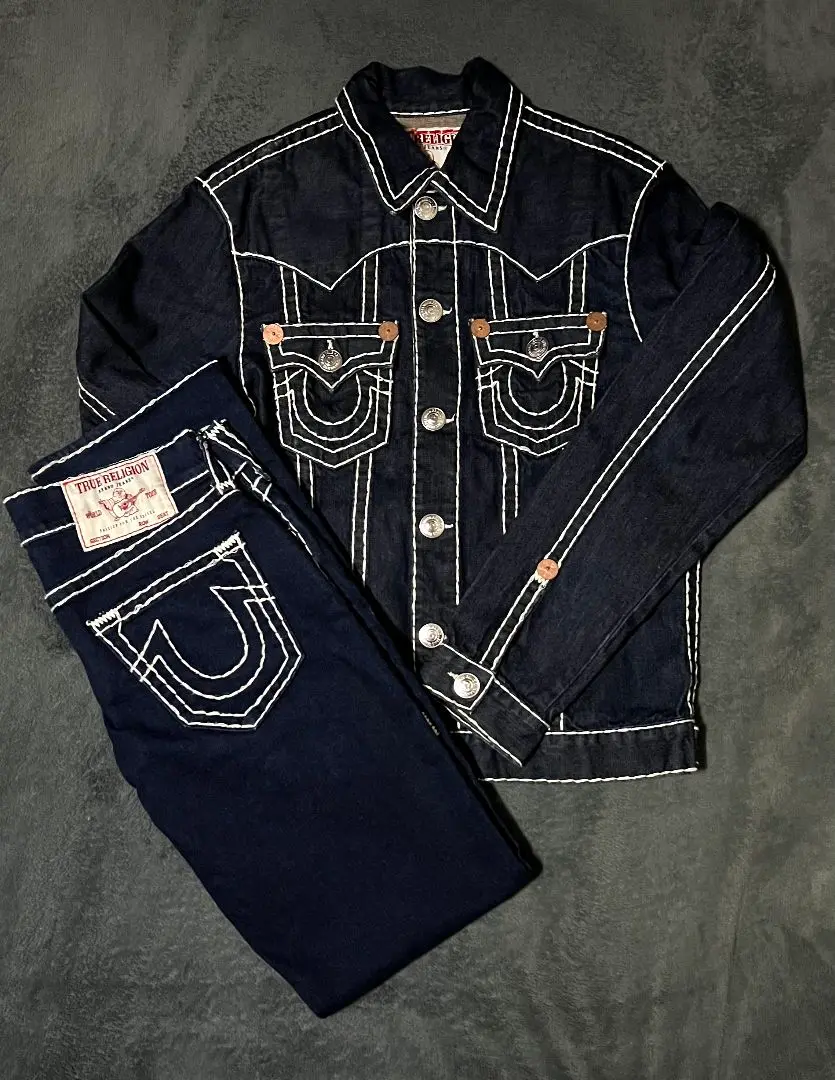 美品ꕥトゥルーレリジョン デニム ジャケット Gジャン SUPER T XS 2025年最新】TRUE RELIGION メンズ Gジャン・デニムジャケットの
