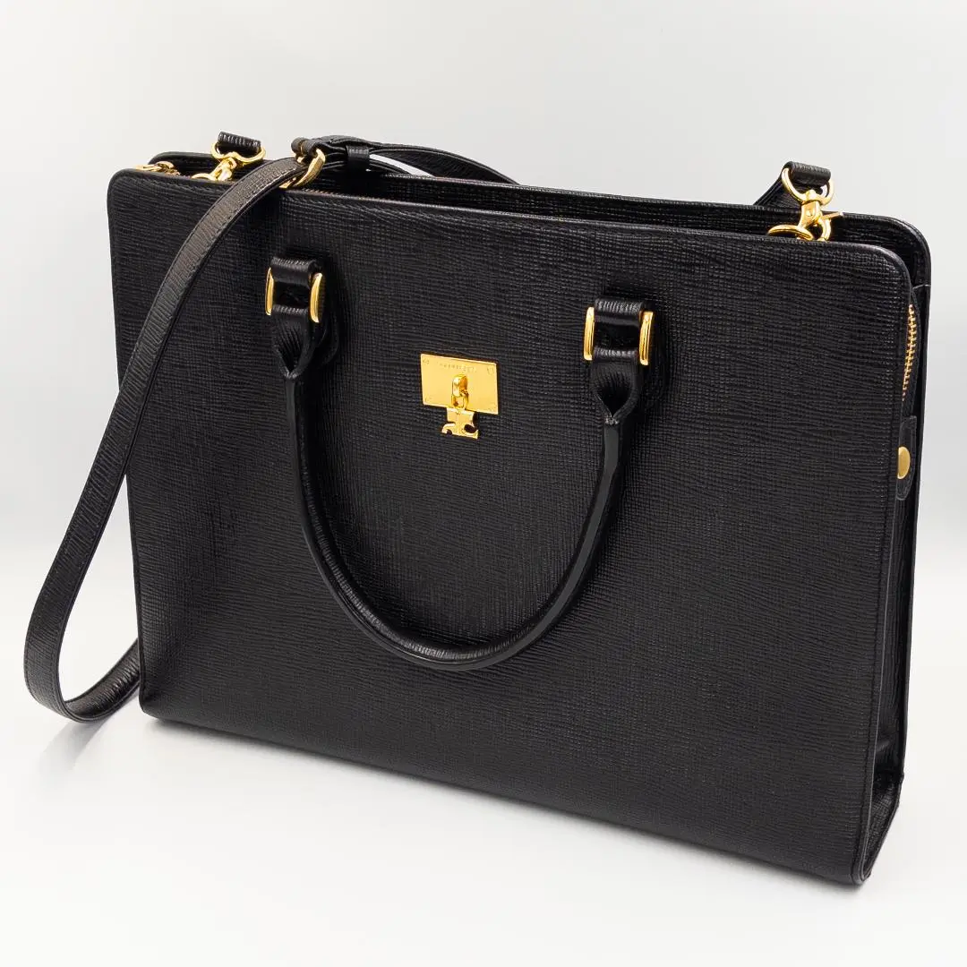【極美品】クレージュ　2way ビジネスバッグ　黒　A4収納可 COACH - コーチ 2way ビジネスバッグ シグネチャー 型押しロゴ