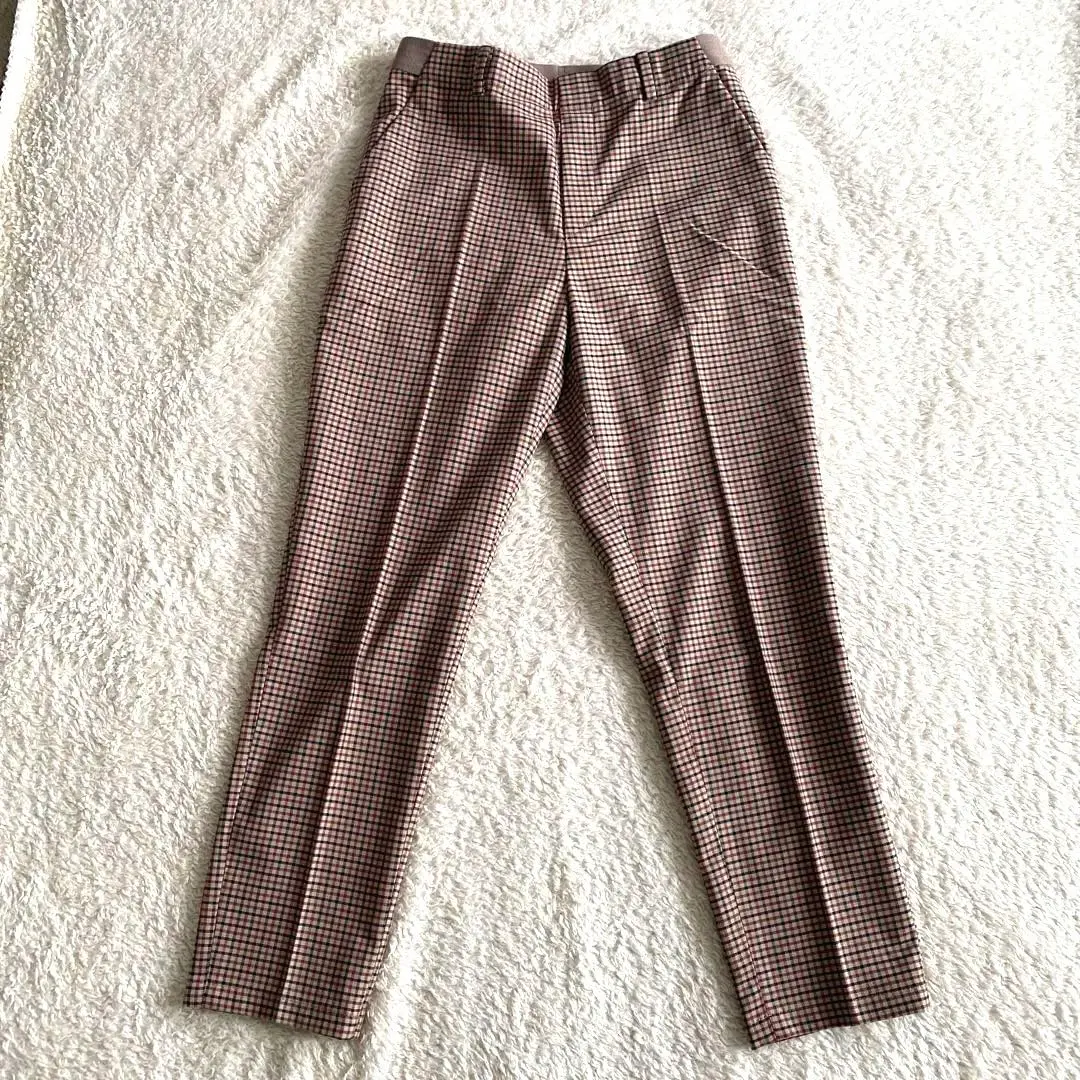 優衣庫 UNIQLO EZY 九分褲 S 棕色 茶色 格紋 的縮圖