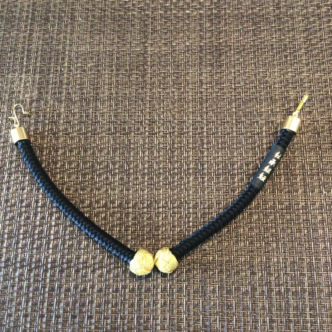 Thumbnail of Men's Haori Cord - Musou (Double-Layered) - Magnetic Clasp - Kimono Accessory - Black x Gold