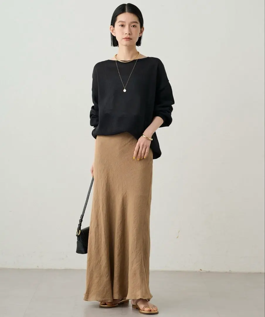 【美品】ラウンジドレス　リネンフレアロングスカート　フリーサイズ　2024SS 2025年最新】loungedress リネンフレアスカートの人気アイテム