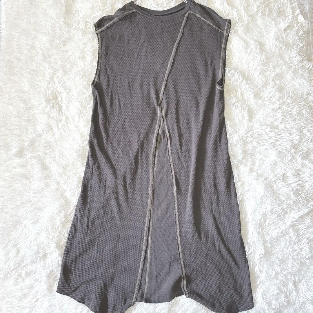 Thumbnail of Ungrid Waffle Slit One-Piece Charcoal Gray Free Size