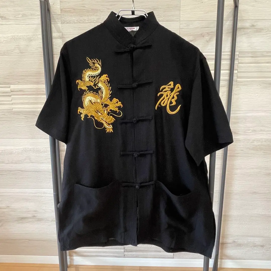 Thumbnail of EASTERN 90s Dragon Embroidery Kung Fu Shirt Black 【Size M】