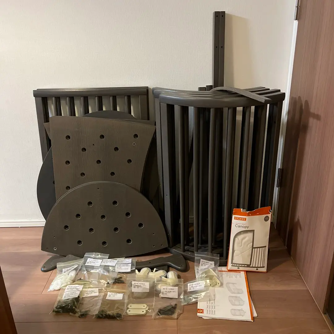 【美品ストッケ】ベビーベット ヘイジーグレー★付属品多数★説明書付き ストッケ STOKKE ストッケ スリーピー ベッドセット