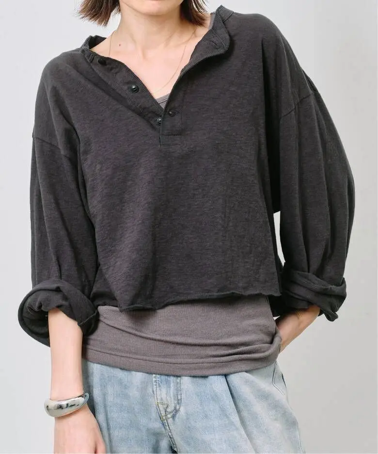 トップス GOOD GRIEF! HENLEY SHORT TOP GOOD GRIEF!/グッドグリーフ】 SFSC PRINTED HENLEY NECK TOP（T