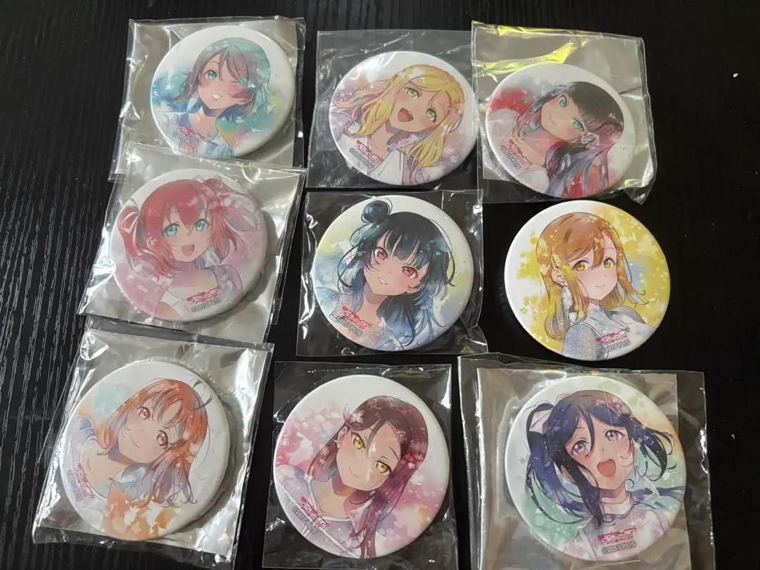 Thumbnail of Aqours Jacket Illustration Can Badges - Complete Set