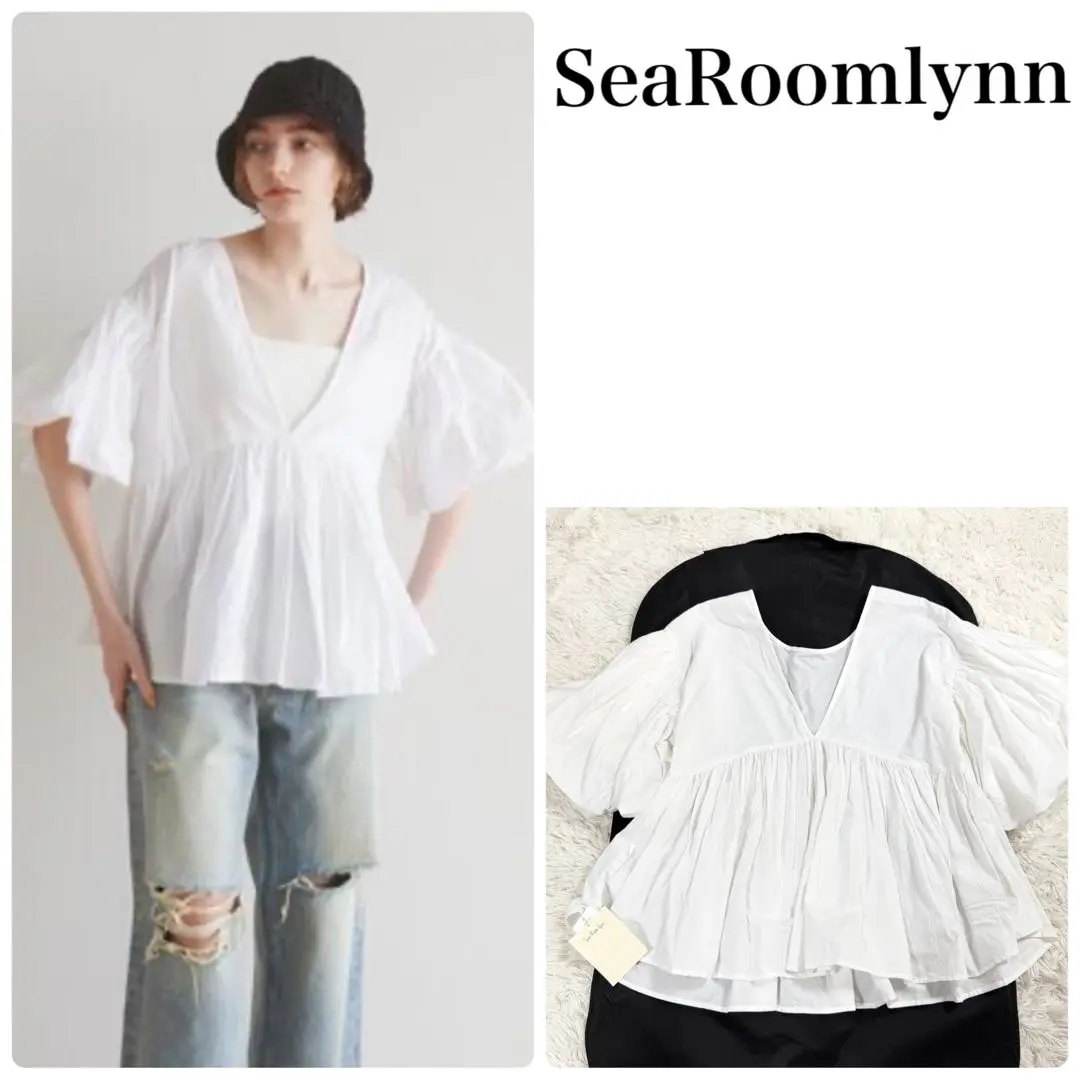 シールームリン Cottonキャンブリックパフスリーブブラウス searoomlynn シールームリン コットンキャンブリックブラウス