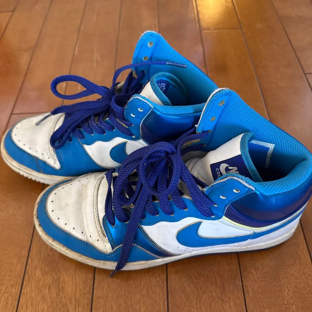 Thumbnail of Nike blue and white high-top sneakers