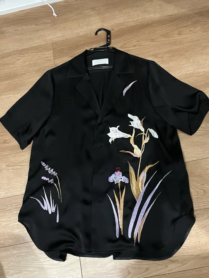Mame Kurogouchi マメ 開襟シャツ 刺繍 百合 白 ホワイト 2 レディース】Floral Jacquard High Neck Blouse | Mame