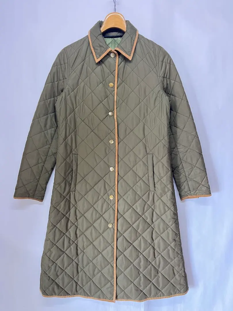 良好 Ralph Lauren 皮革飾邊 絎縫外套 卡其色 9號 的縮圖