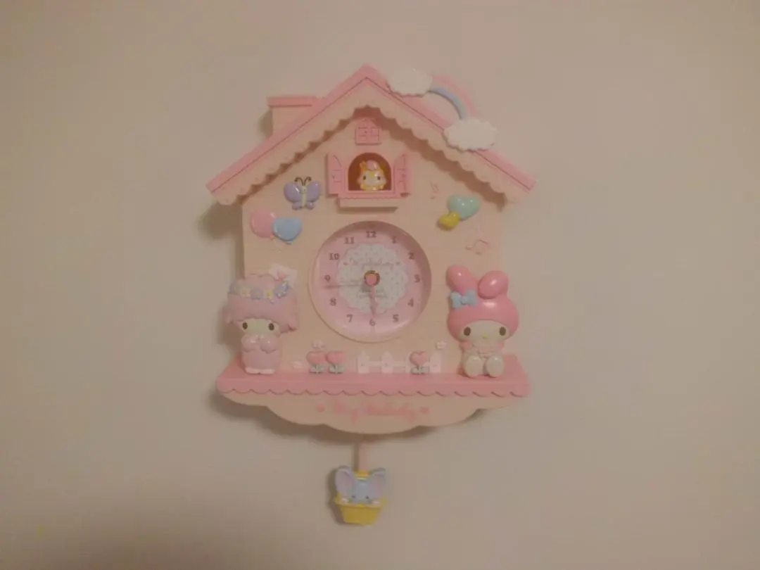 マイメロディ 振り子時計 掛け時計 (超美品) サンリオマイメロディ壁掛け 振り子 時計 鳩時計 掛時計 レア