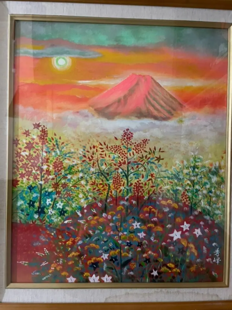 真作 絵画[雨森三郎] 油彩画 「牡丹」 F4油絵額装原画静物画額
