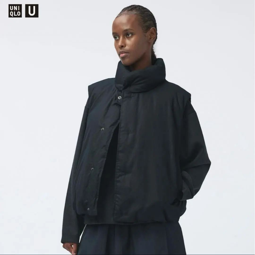 送料無料 新品 完売品 ユニクロU パフテックノンキルトベスト XXL ブラック UNIQLO U パフテックノンキルトベストユニクロブラック XXL