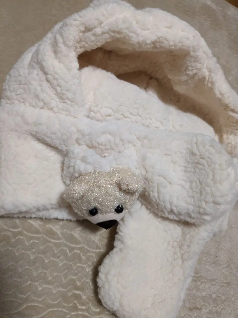Thumbnail of Fluffy Kids' Scarf & Hat Set, White, Bear
