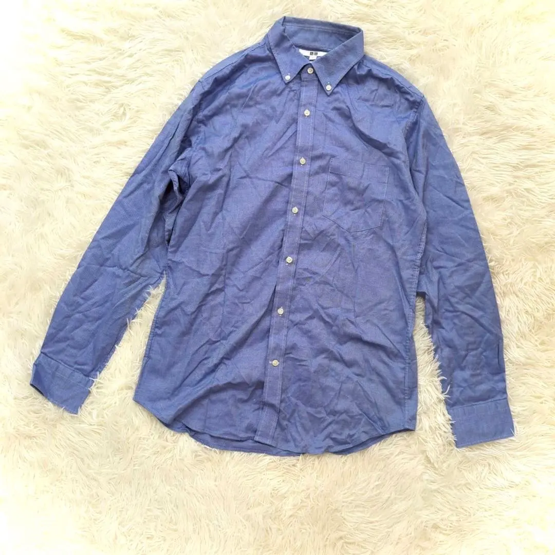 優衣庫 UNIQLO 修身款 牛津紡 鈕扣領襯衫 L 藍色 休閒 的縮圖