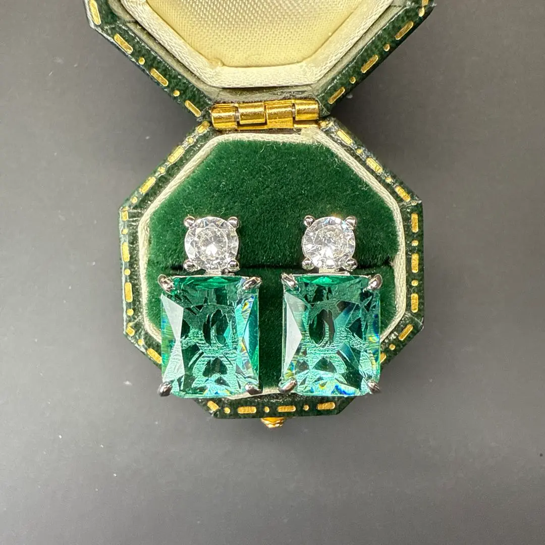 Thumbnail of Gemstone earrings, emerald style, new, unused. Sets available. 634