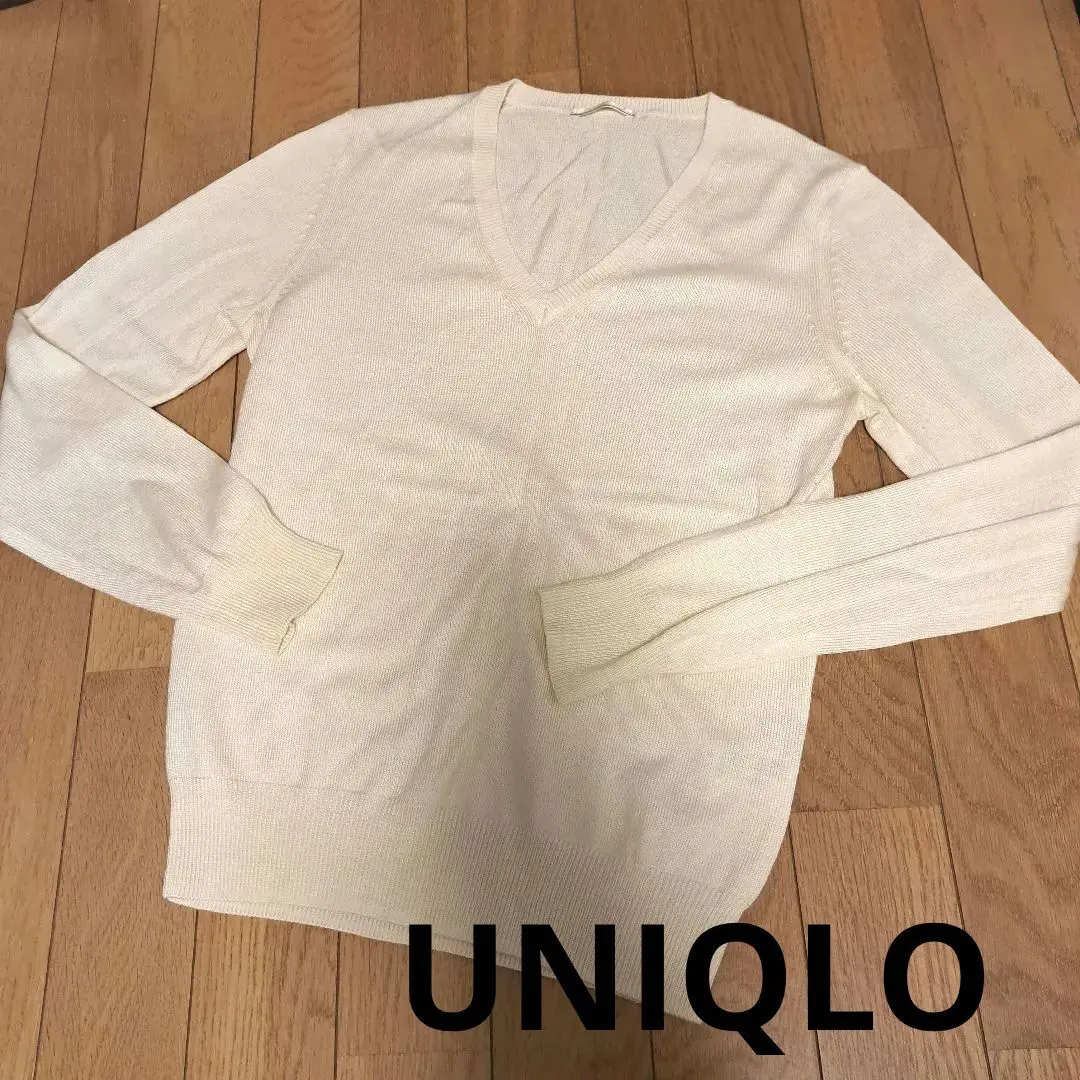 Thumbnail of Uniqlo knit sweater, off-white, thin, V-neck