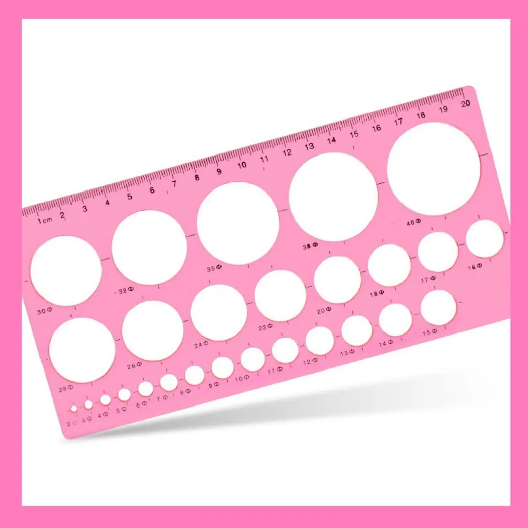 Thumbnail of Circle template ruler, pink, for writing, round, circular, template