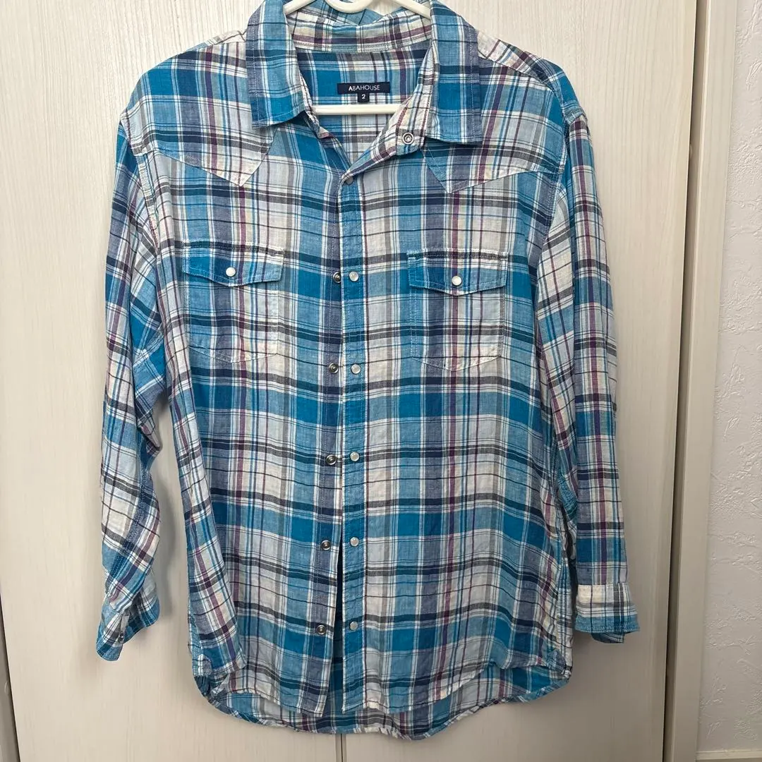 Thumbnail of ABAHOUSE Blue-系 Checkered 3/4 Sleeve Shirt
