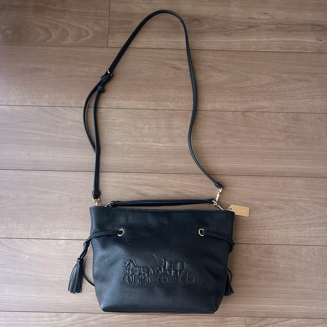 極美品 コーチ レザー 2way ショルダーバッグ アンディ エンボス 巾着 黒 極美品 コーチ レザー 2way ショルダーバッグ アンディ エンボス