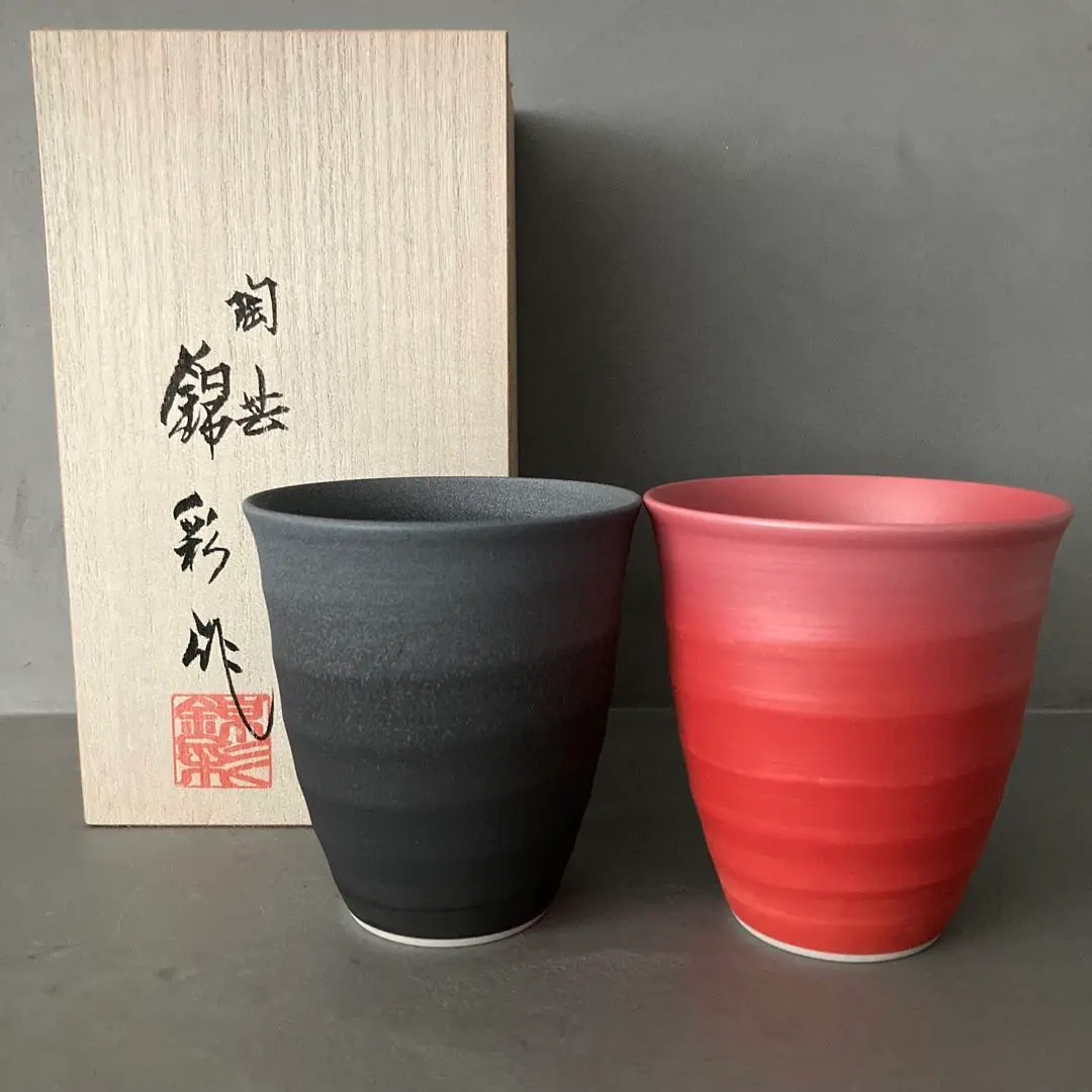 有田焼 藤井錦彩 染錦 桜絵 菖蒲絵 扇割 美術品 鶴首 花瓶 共箱 2393 217089_7.jpg