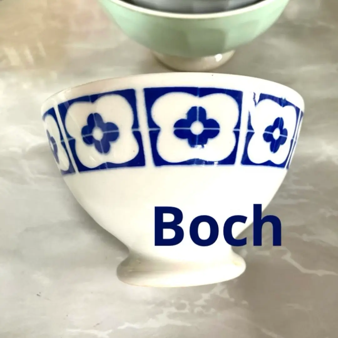 サキソニー柄　ベルギー BOCH アンティーク　カフェオレボウル ベルギーBOCHサキソニー柄カフェオレボウル - アンティーク食器