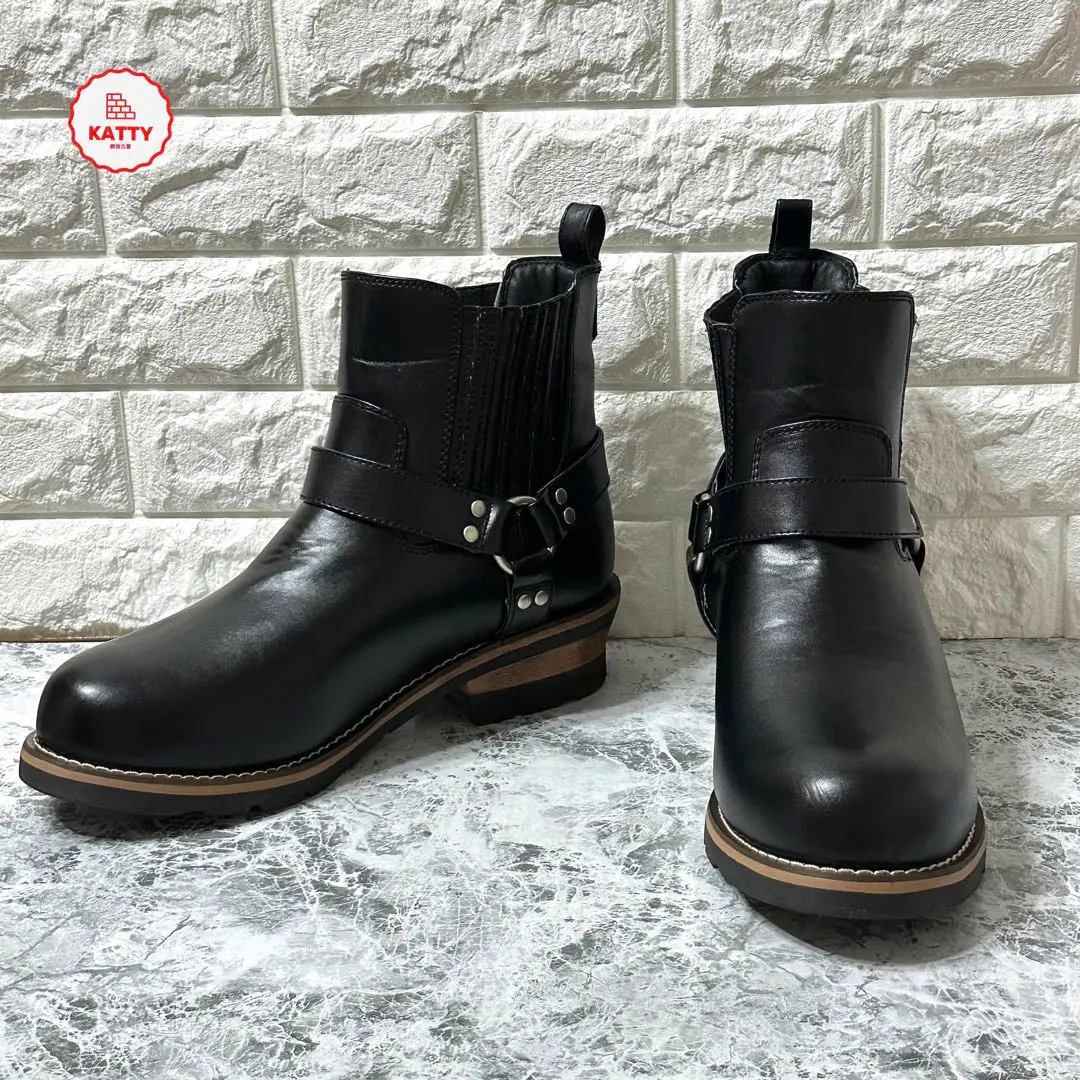 【美品】ADAM’S BOOTS（8）サイドゴア　ウエスタンブーツ　リング　黒 美品】ADAM'S BOOTS（8）サイドゴア ウエスタンブーツ リング 黒