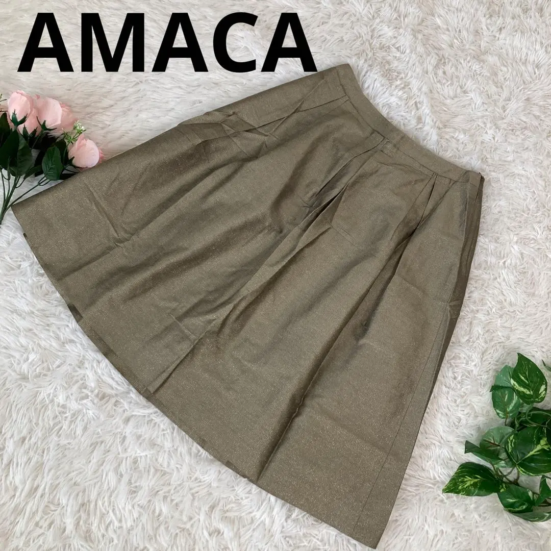 Thumbnail of AMACA knee-length skirt, size 36 (S), beige, la