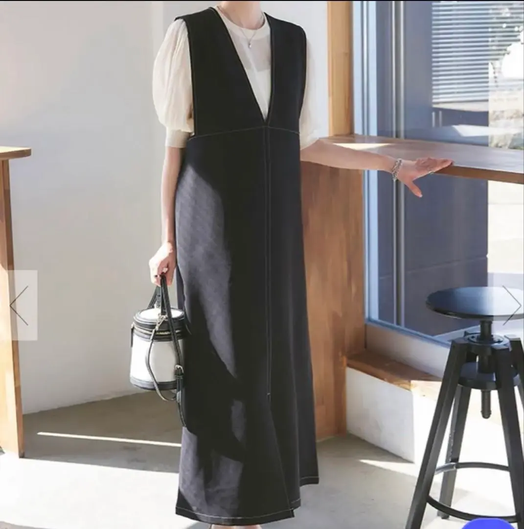 Thumbnail of Two-way stitch design dress, black, size L