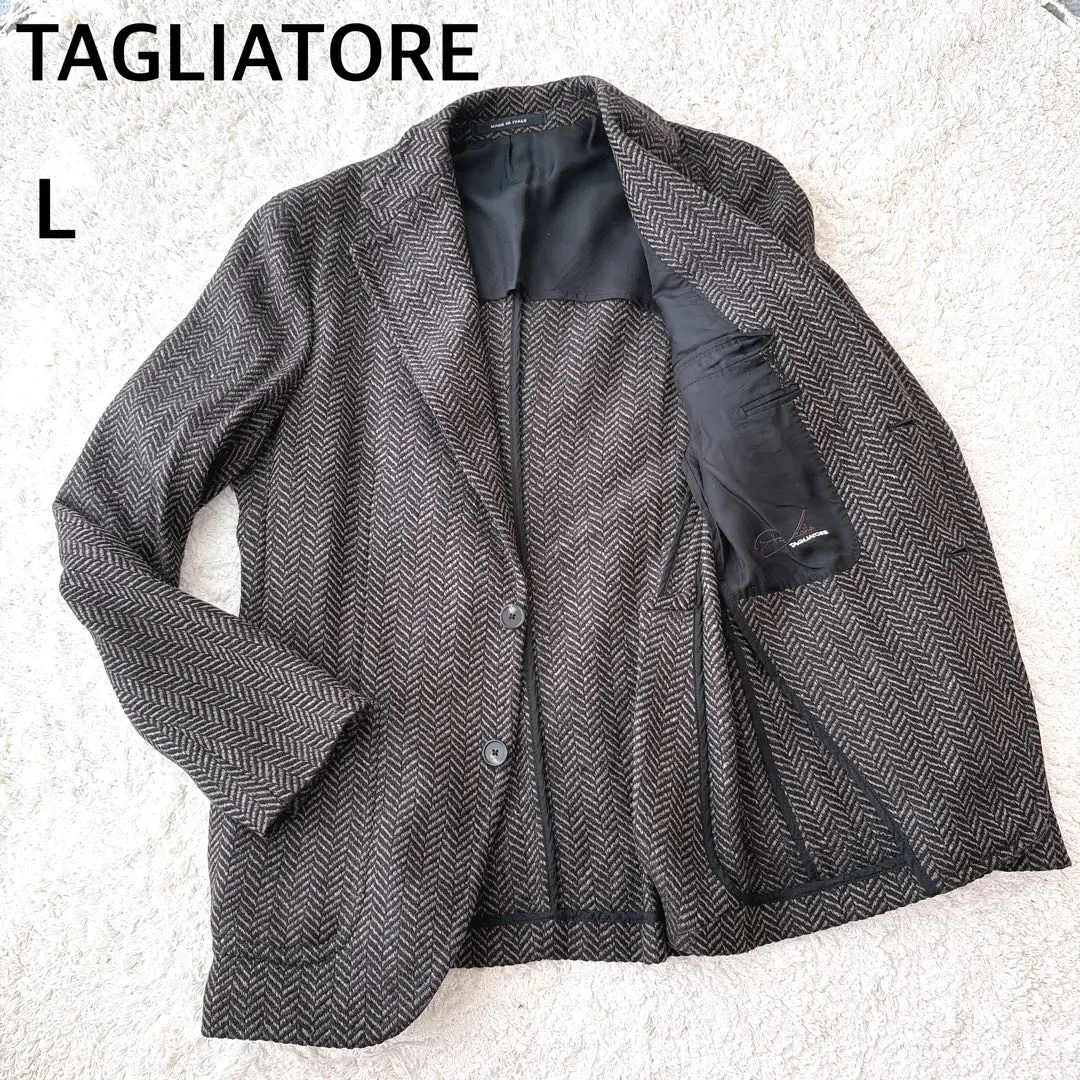Thumbnail of Tagliatore L Wool Silk Blend Tailored Jacket Herringbone Pattern
