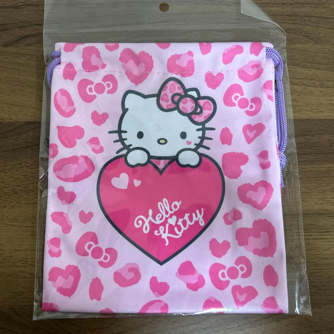 Thumbnail of Sanrio Hello Kitty drawstring bag / cup bag, pink leopard print, gyaru