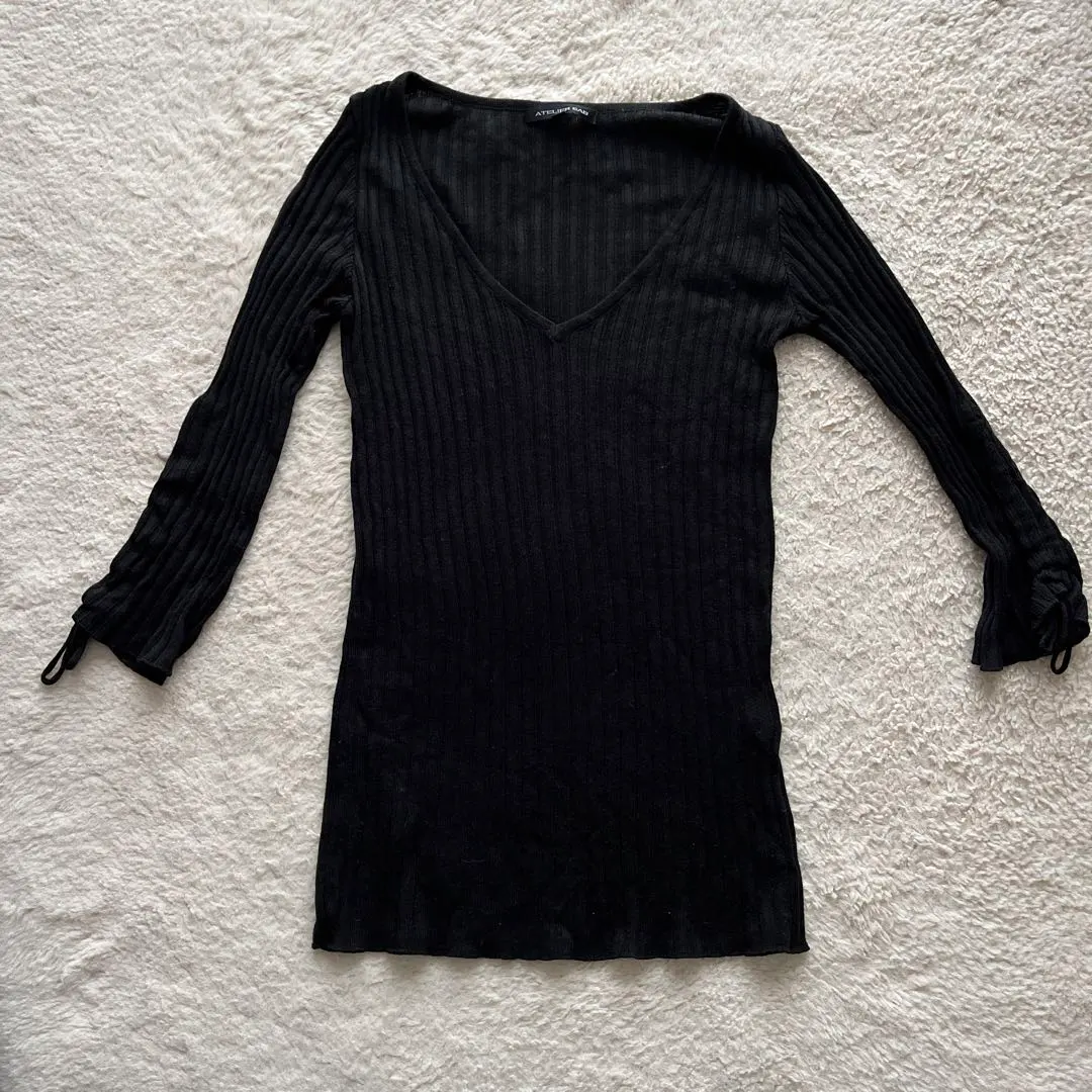 Thumbnail of Final price reduction: ATELIER SAB black V-neck ribbed knit, size 38