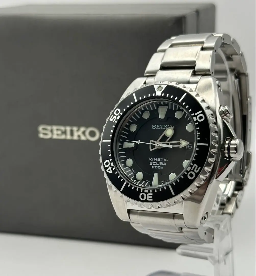 A*♡様 【二次電池新品】完動美品 SEIKO KINETICダイバー 5M62 二次電池新品】完動美品 SEIKO KINETICダイバー 5M62-0BL0