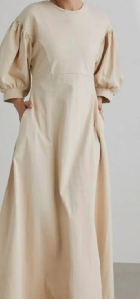 Thumbnail of New Style Mixer Beige Volume Sleeve Long Dress Cotton