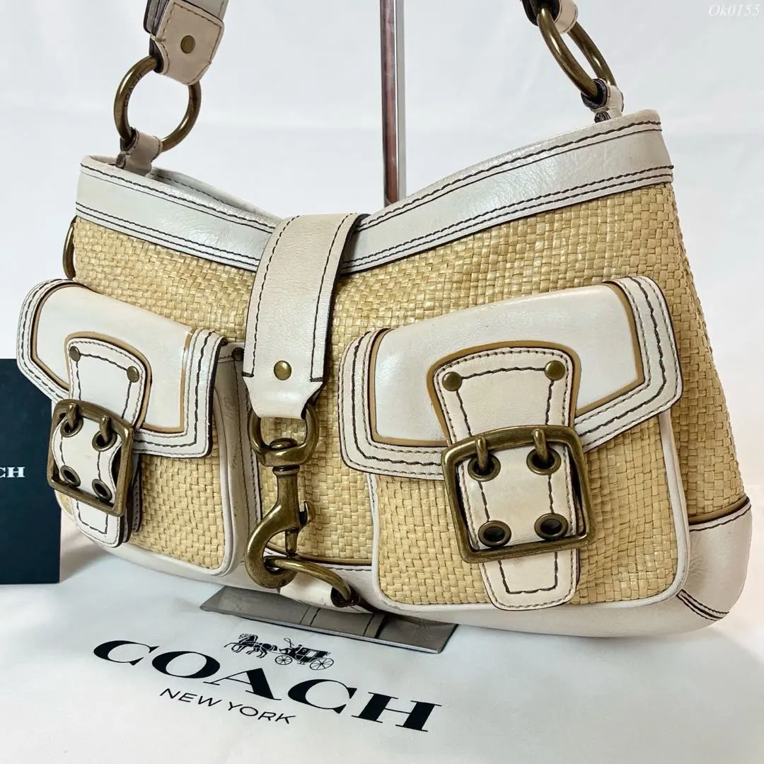 Thumbnail of 【Excellent Condition】Coach 105 Legacy Hobo One-Handbag Straw Shoulder Bag