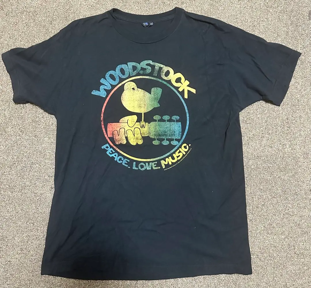 90sヴィンテージ ウッドストック Ｔシャツ キムタク 木村拓哉着用 XL黒 希少 90s ウッドストック バンド ロック Tシャツ 木村拓哉 着用
