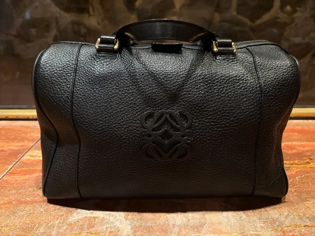 □LOEWE□ フスタ25 ミニボストンバッグ ショルダーバッグ 黒 レザー