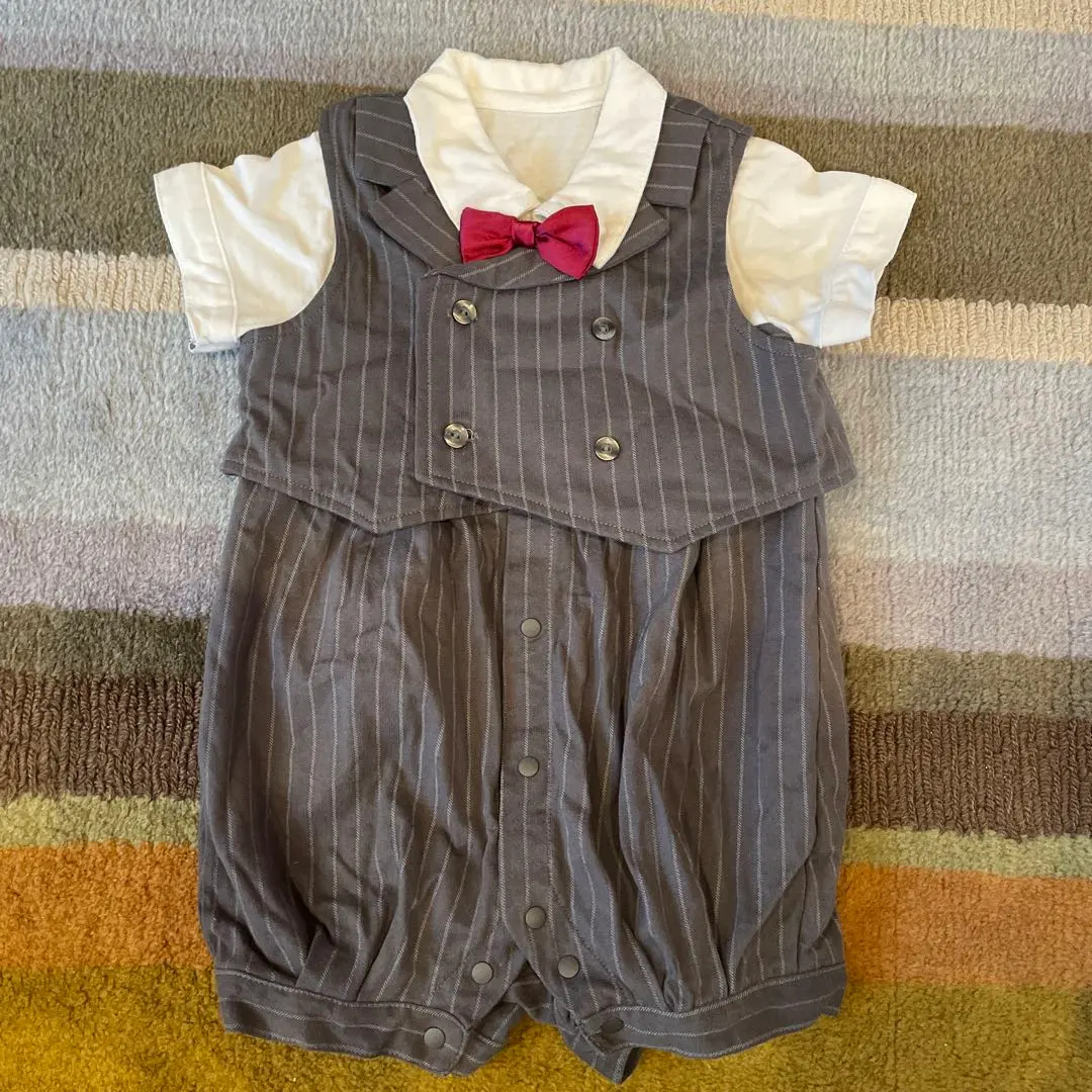 儀式連身衣 附領結 灰色 80 的縮圖