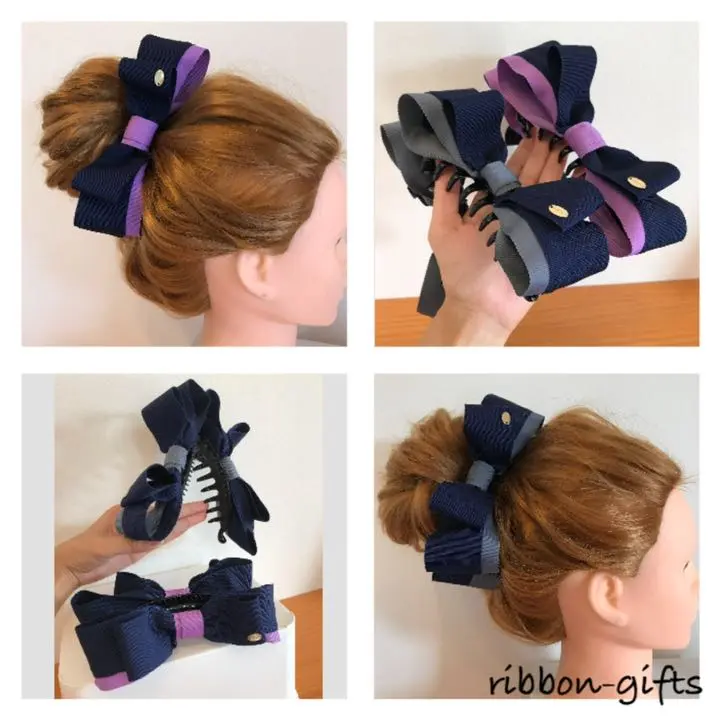 ［美品］DIOR リボン型ヘアクリップ 黒とベージュ org.jpg