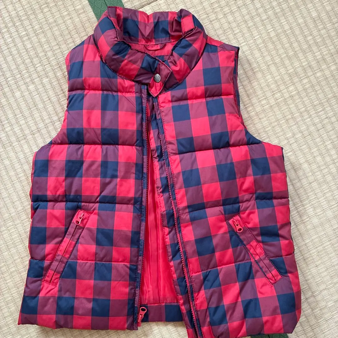 Thumbnail of GapKids down vest, 140cm, red and navy check