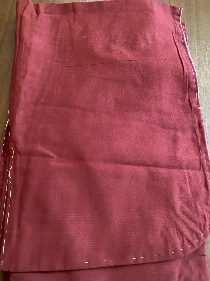 Thumbnail of Unpatterned crimson kimono with white lining 【New】With basting threads