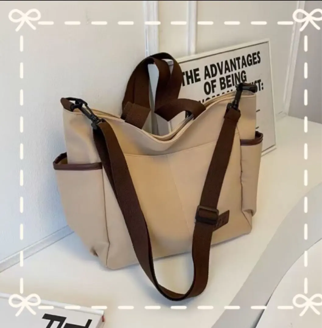 Thumbnail of Tote Shoulder Canvas Casual Handbag Large Capacity Beige
