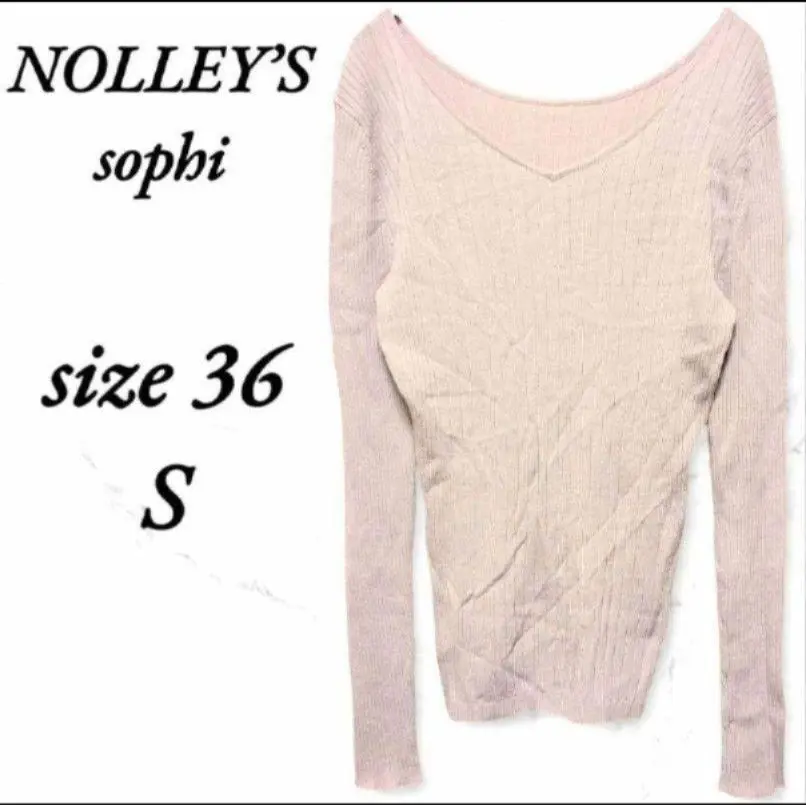 Thumbnail of NOLLEY'S Long Sleeve Knit Sweater Thin Ribbed Pink S Stretch Slim