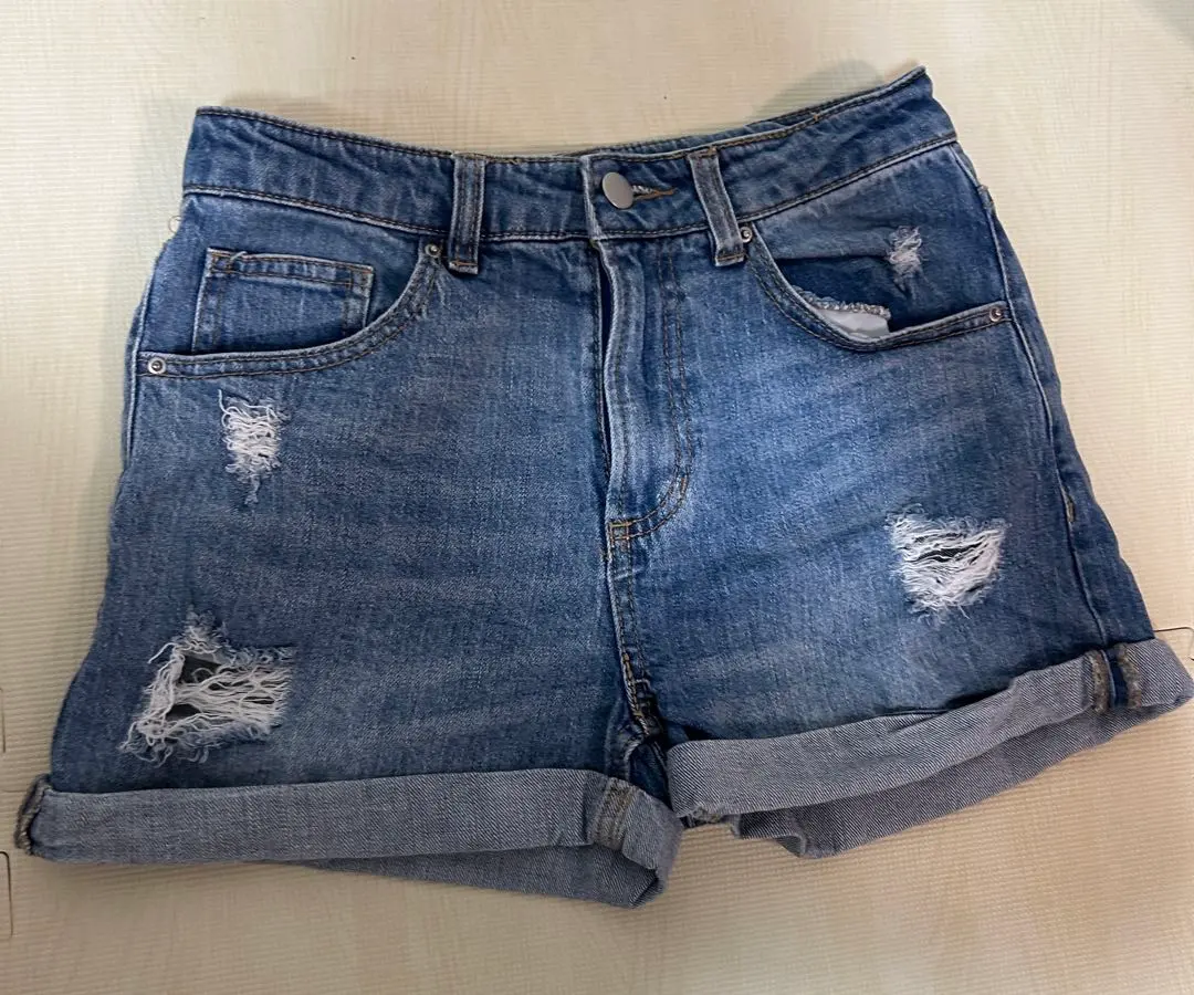 Thumbnail of Denim Blue Distressed Shorts