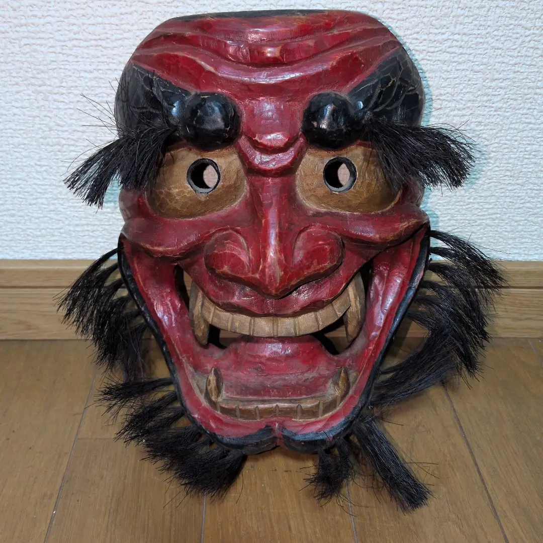 木彫り 赤鬼面 神楽面 壁掛け 伝統工芸 骨董 2026年最新】鬼面 木彫りの人気アイテム - メルカリ