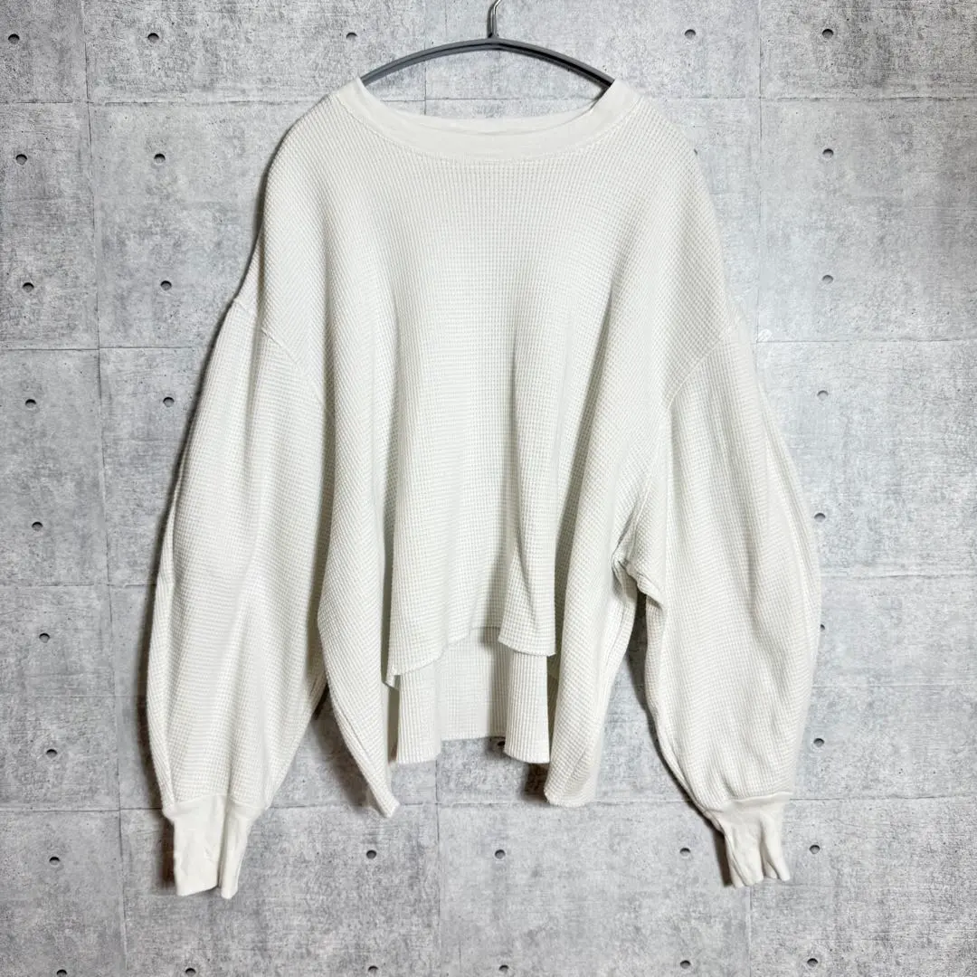 MANOF 馬諾夫 袖子蓬鬆 華夫格 長袖 針織衫 的縮圖