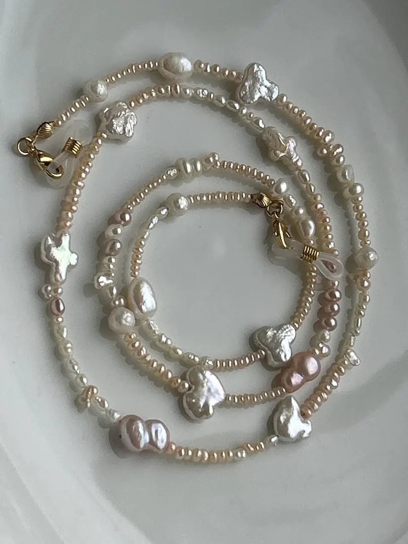 Thumbnail of Freshwater pearl eyeglasses mask long multi-chain cross heart flower