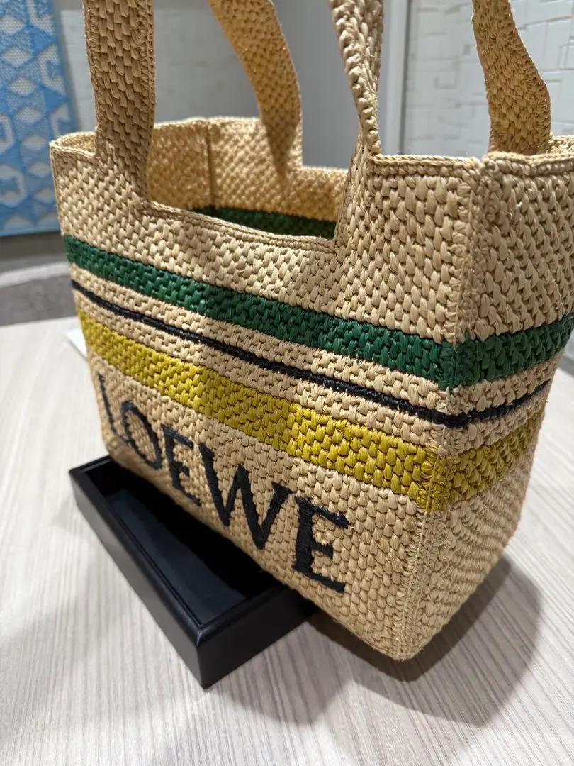 ★LOEWE FONT TOTE SMALL ラフィア フォント トート スモール Small LOEWE Font tote in raffia Blue - LOEWE